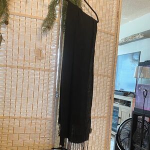 Black Lightweight Fringe Scarf